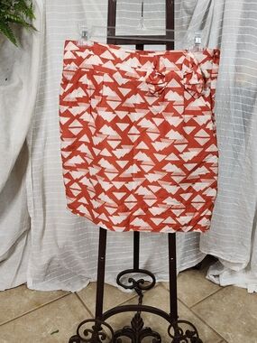 Tulle Rust and Cream Geometric Mini Skirt with Bow